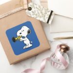 Peanuts Snoopy Trumpet Player Square Sticker