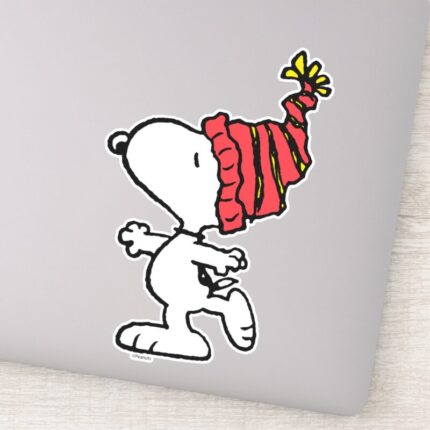 Peanuts Snoopy Winter Beanie Cap Sticker