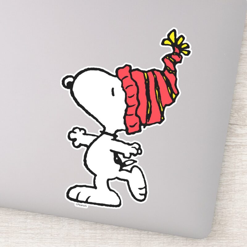 Peanuts Snoopy Winter Beanie Cap Sticker