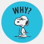 Peanuts Snoopy Wonders Why Classic Round Sticker