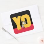 Peanuts Snoopy YO Skateboard Square Sticker