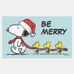 Peanuts Snoopy Friends Winter Scarf Rectangular Sticker
