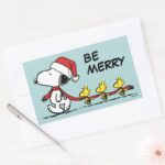 Peanuts Snoopy Friends Winter Scarf Rectangular Sticker
