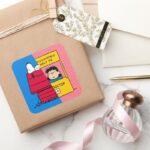 Peanuts Snoopy Lucy Half Half Square Sticker