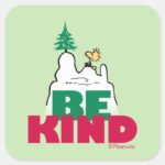 Peanuts Snoopy Woodstock Be Kind Square Sticker