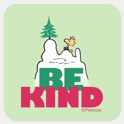 Peanuts Snoopy Woodstock Be Kind Square Sticker
