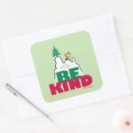 Peanuts Snoopy Woodstock Be Kind Square Sticker