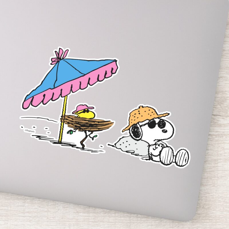 Peanuts Snoopy Woodstock Beach Sticker