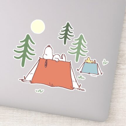 Peanuts Snoopy Woodstock Camping Sticker