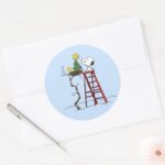 Peanuts Snoopy Woodstock Christmas Tree Classic Round Sticker