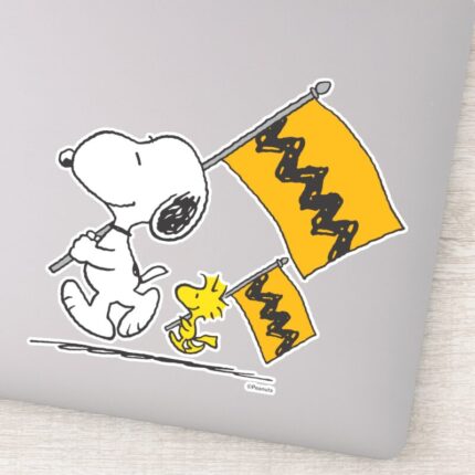 Peanuts Snoopy Woodstock Flags Sticker