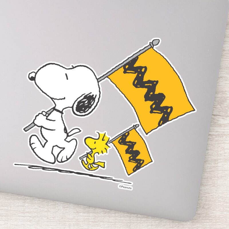 Peanuts Snoopy Woodstock Flags Sticker