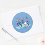 Peanuts Snoopy Woodstock Flower Garden Classic Round Sticker