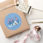 Peanuts Snoopy Woodstock Flower Garden Classic Round Sticker