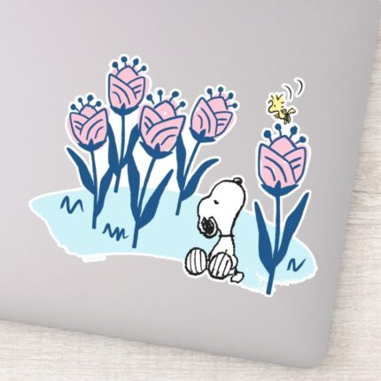 Peanuts Snoopy Woodstock Flower Garden Sticker