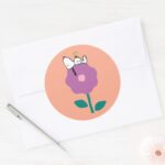 Peanuts Snoopy Woodstock Flower Whistle Classic Round Sticker