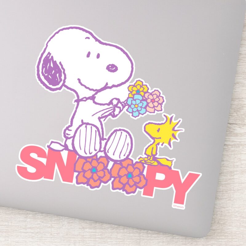 Peanuts Snoopy Woodstock Flowers Sticker Peanuts Snoopy Woodstock Flowers Sticker