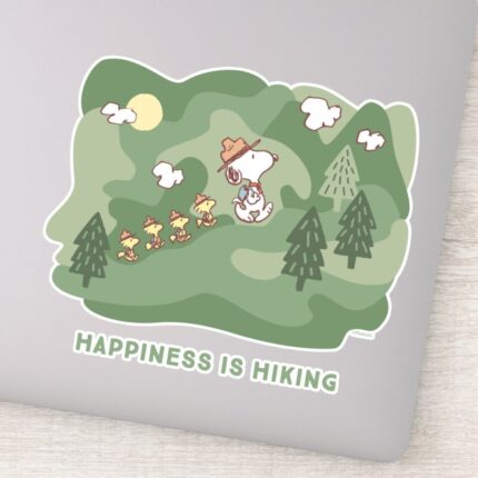 Peanuts Snoopy Woodstock Happiness Is Hiking Sticker