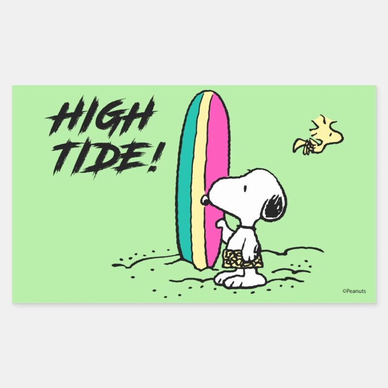 Peanuts Snoopy Woodstock High Tide Rectangular Sticker