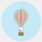 Peanuts Snoopy Woodstock Hot Air Balloon Classic Round Sticker
