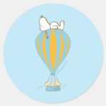Peanuts Snoopy Woodstock Hot Air Balloon Classic Round Sticker