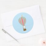 Peanuts Snoopy Woodstock Hot Air Balloon Classic Round Sticker