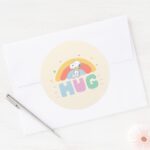 Peanuts Snoopy Woodstock Hug Classic Round Sticker