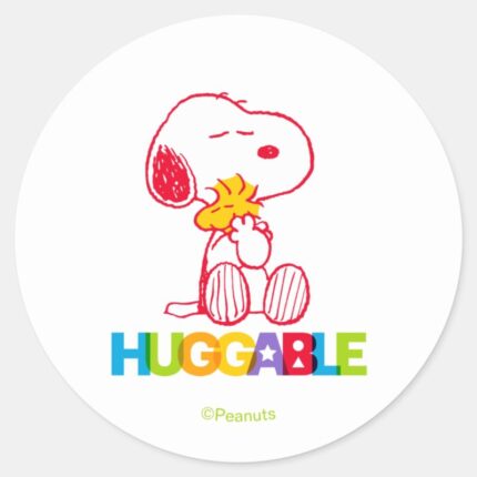Peanuts Snoopy Woodstock Huggable Classic Round Sticker