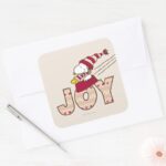 Peanuts Snoopy Woodstock Joy Sled Ride Square Sticker