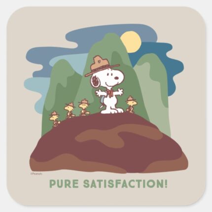 Peanuts Snoopy Woodstock Pure Satisfaction Square Sticker