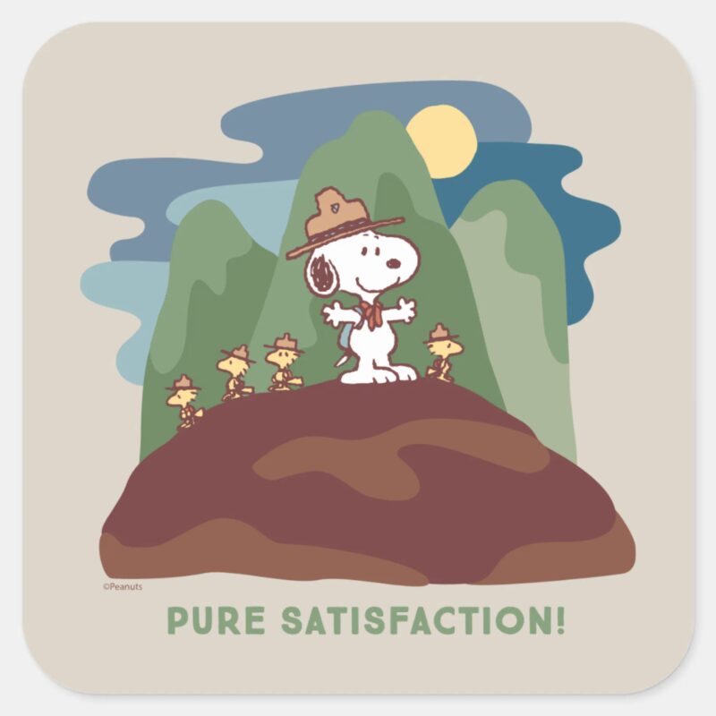 Peanuts Snoopy Woodstock Pure Satisfaction Square Sticker