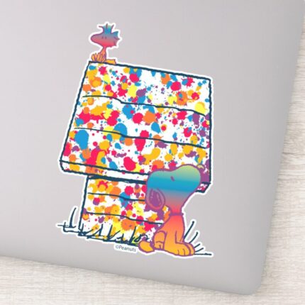 Peanuts Snoopy Woodstock Rainbow Paint Sticker