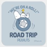Peanuts Snoopy Woodstock Road Trip Square Sticker
