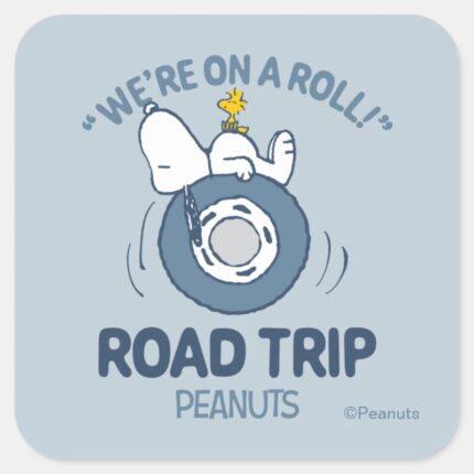 Peanuts Snoopy Woodstock Road Trip Square Sticker