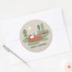 Peanuts Snoopy Woodstock Sleeping Campers Classic Round Sticker