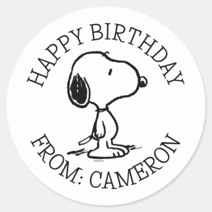 Peanuts Snoopy Happy Birthday Classic Round Sticker