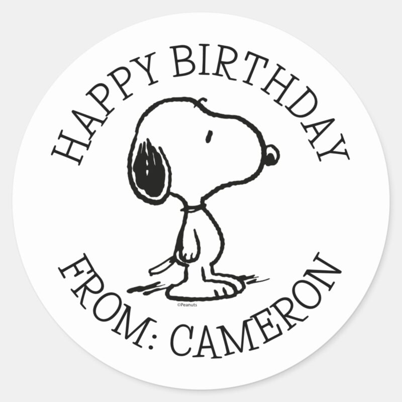 Peanuts Snoopy Happy Birthday Classic Round Sticker