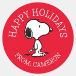 Peanuts Snoopy Happy Holidays Classic Round Sticker
