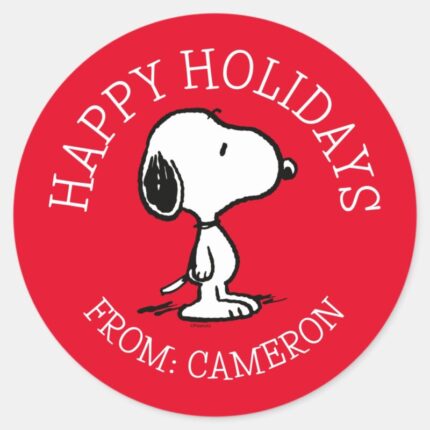 Peanuts Snoopy Happy Holidays Classic Round Sticker