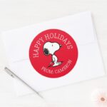 Peanuts Snoopy Happy Holidays Classic Round Sticker
