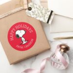 Peanuts Snoopy Happy Holidays Classic Round Sticker