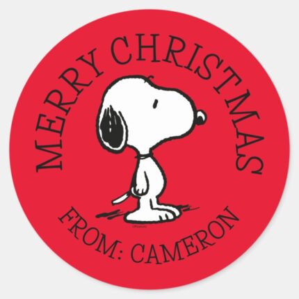 Peanuts Snoopy Merry Christmas Classic Round Sticker