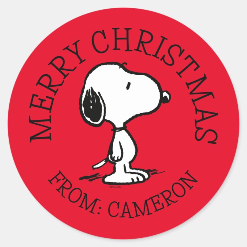 Peanuts Snoopy Merry Christmas Classic Round Sticker