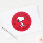 Peanuts Snoopy Merry Christmas Classic Round Sticker