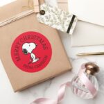 Peanuts Snoopy Merry Christmas Classic Round Sticker