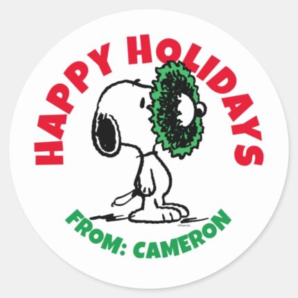 Peanuts Snoopy For The Holidays Classic Round Sticker