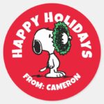 Peanuts Snoopy For The Holidays Classic Round Sticker