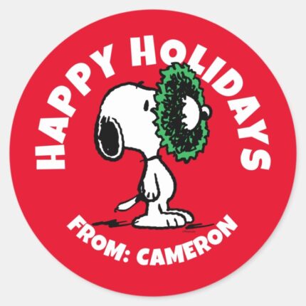 Peanuts Snoopy For The Holidays Classic Round Sticker