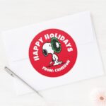 Peanuts Snoopy For The Holidays Classic Round Sticker