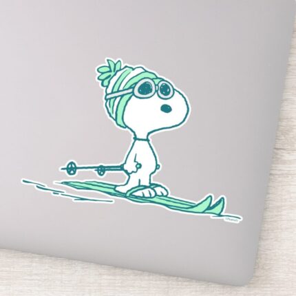 Peanuts Snoopy On Skis Sticker